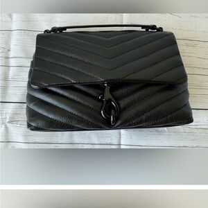 EUC - Rebecca Minkoff Edie Crossbody Leather Shoulder Bag - Black on black